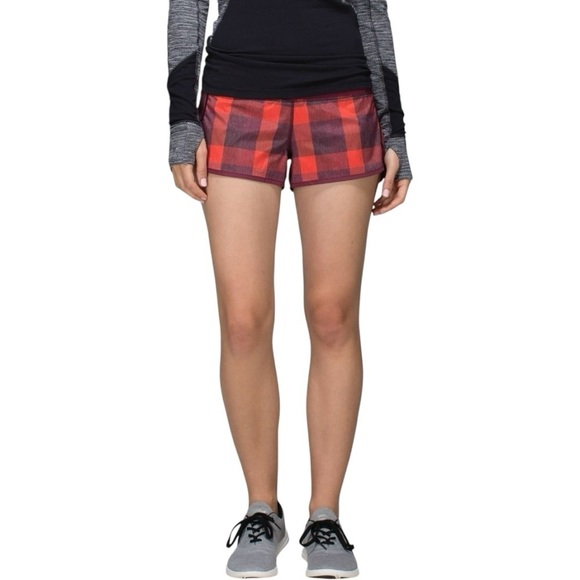 Lululemon Athletica Run Speed Short Size 2 Red Checkered Women’s EUC - Picture 1 of 7